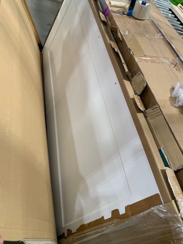 Photo 1 of **Missing hardware***BarnSmith 36"x84" Concealed Sliding Barn Door, Shaker Style Flat 1 Panel White Primed Solid Core Hidden Barn Door with Soft Close Installation Hardware and Handles Included, Pre-Assembled Panel
