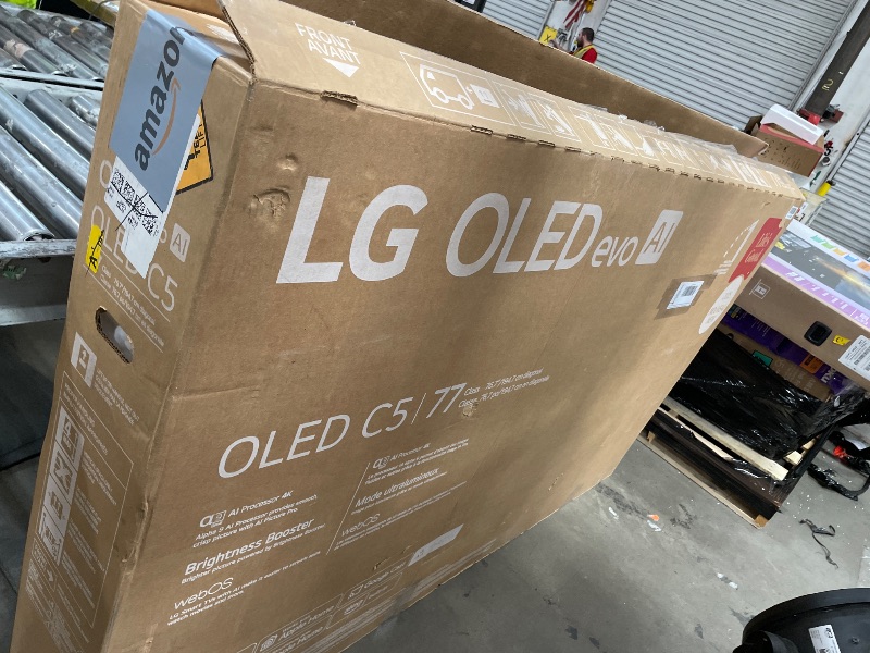 Photo 1 of **DAMAGED**LG 77-Inch Class OLED evo AI 4K C5 Series Smart TV w/Dolby Atmos, Dolby Vision, HDR10, AI Super Upscaling 4K, Filmmaker Mode, Wow Orchestra, Alexa Built-in (OLED77C5PUA, 2025)