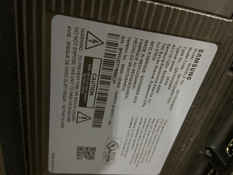 Photo 1 of **DAMAGED** Samsung 100-Inch Class Neo QLED QN80F 4K Mini LED Smart TV (2025 Model) NQ4 AI Gen2 Processor, Quantum Matrix Technology Core Upscaling, Dolby Atmos, Vision Alexa Built-in
