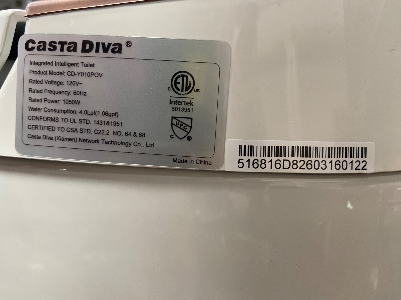 Photo 1 of *** CHECK COMMENTS****. Casta Diva Smart Toilet with Bidet Built in, Auto Open/Close, Foam Shield, 1000g MaP Flush, Heated Seat, Foot Kick & Blackout Flush, Bidet Toilet with Night Light for Bathrooms
