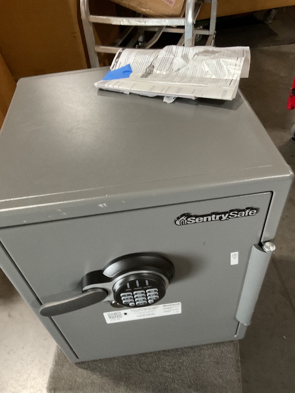 Photo 1 of **HAS CODE BUT NO KEY** SentrySafe Fireproof and Waterproof Gray Steel Home Safe with Digital Keypad Lock, Floor Safe with Interior Lighting Secures Money, Documents, 2.05 Cubic Feet, SFW205GQC