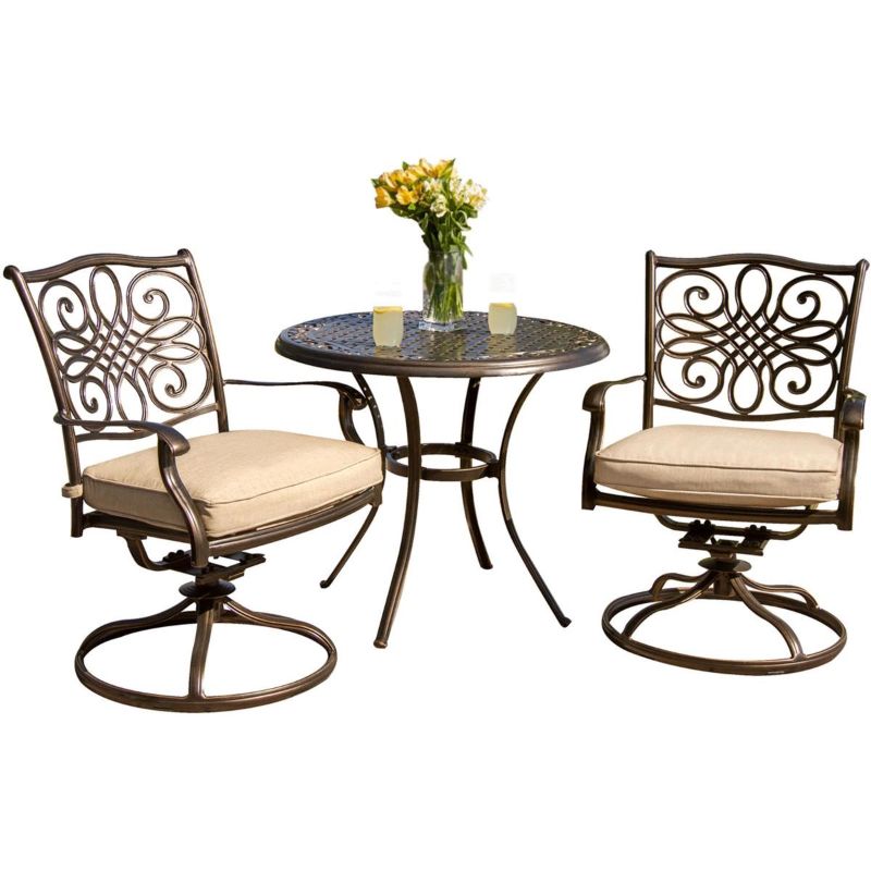 Photo 1 of *** SEE NOTES *** OUTDOOR PATIO TABLE WITH TWO SWIVEL CHAIRS, TEAL