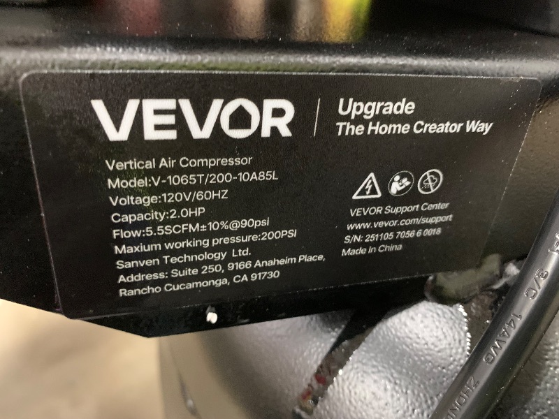 View 3 of **Broken were the power switch is a copper line that connects is also broken ** VEVOR 25-Gallon Air Compressor, 2HP 5.5 SCFM at 90PSI, Max 200PSI Pressure Oil-Lubricated Air Compressor Tank, Portable on Wheels for Auto Repair, Tire Inflation, Spray Painti