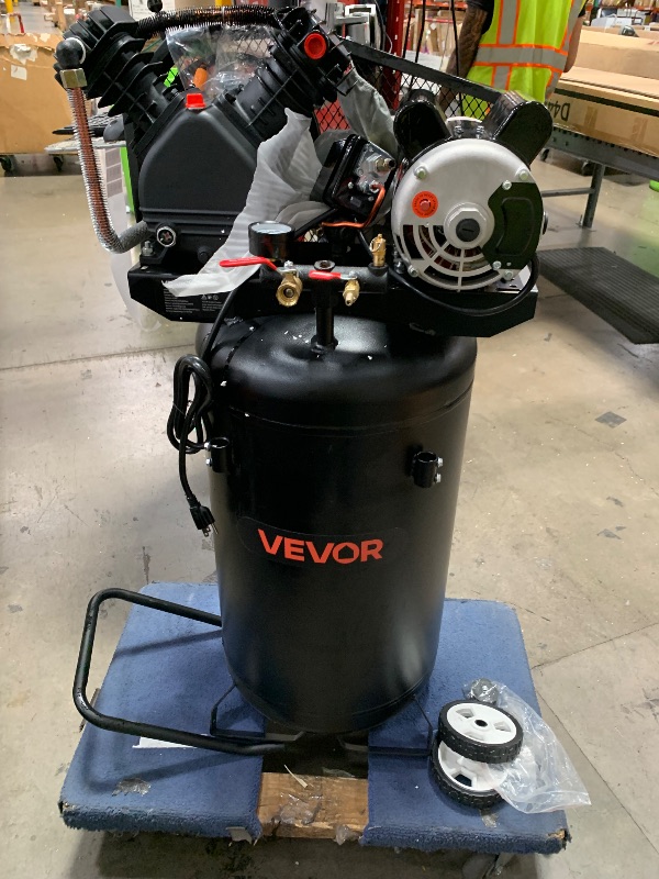 View 2 of **Broken were the power switch is a copper line that connects is also broken ** VEVOR 25-Gallon Air Compressor, 2HP 5.5 SCFM at 90PSI, Max 200PSI Pressure Oil-Lubricated Air Compressor Tank, Portable on Wheels for Auto Repair, Tire Inflation, Spray Painti