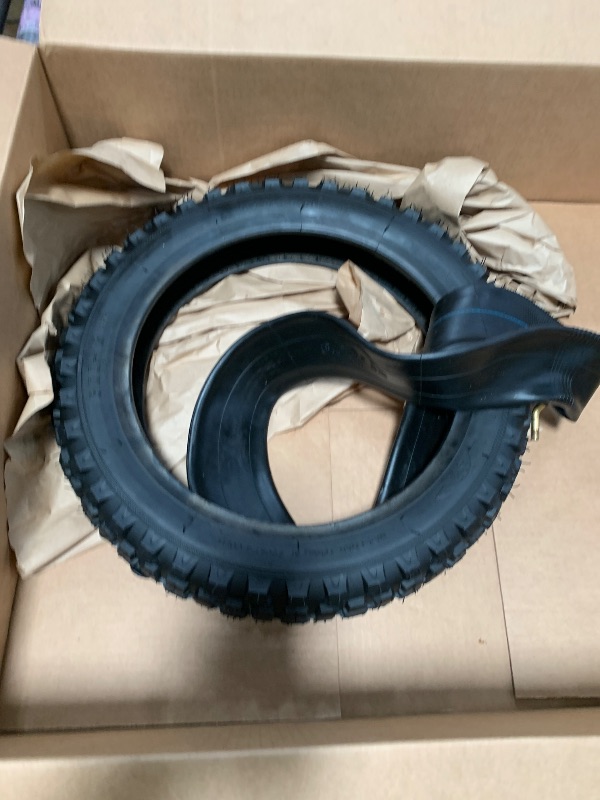 Photo 1 of (1 Set) 3.00-12 Dirt Bike Tire and Inner Tube Set - Universal Replacement 80/200-12 Knobby Motocross Bike Tire and Tube for Honda CRF70F/XR70, Yamaha TTR 90, and More - With Vulcanized TR87 Valve Stem