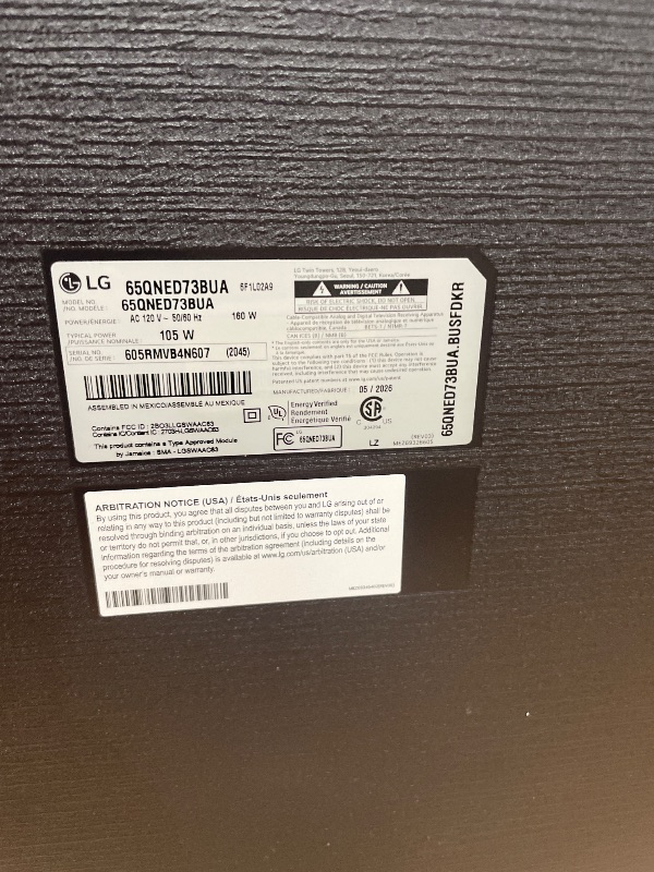 Photo 1 of **PARTS ONLY CRACKED SCREEN**LG Amazon Exclusive 65-Inch Class QNED AI 4K QNED73 Series Mini LED Smart TV w/AI Sound Pro, HDR10, AI 4K Super Upscaling, Filmmaker Mode, Wow Orchestra, Compatible with Alexa (65QNED73BUA, 2026)