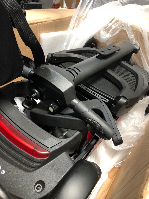 Photo 1 of ***USED & MISSING PARTS***VIPLAND Lightweight Mobility Scooter, Comfortable Foldable Motorized Scooter, 20Miles Long Range, Removable Battery, 270lbs Capacity, Only 45lb Weight, with LED Headlights and Basket, Width Adjustable