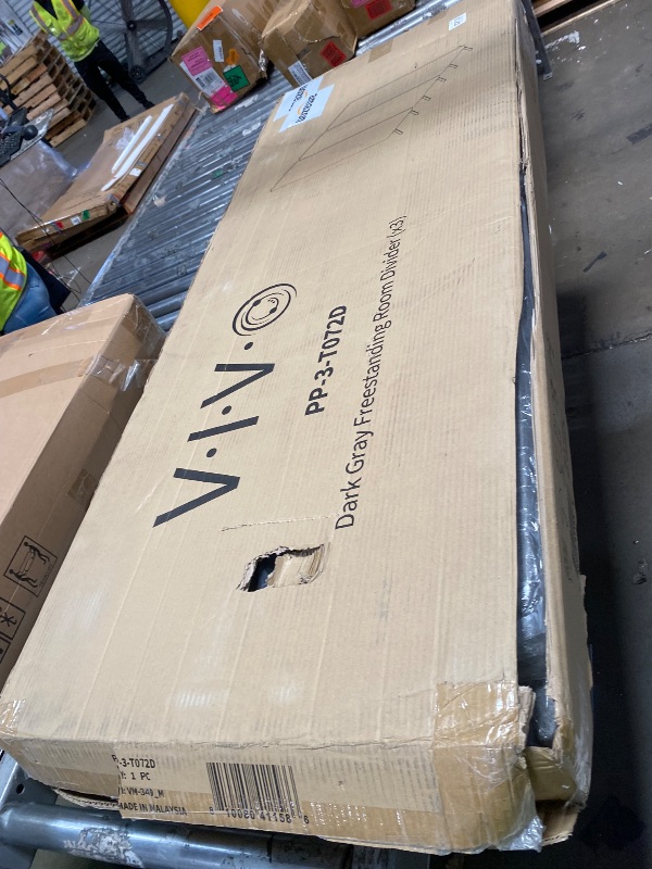 Photo 1 of ***MISSING PARTS***VIVO Freestanding 72 x 66 inch Privacy Panel, Cubicle Divider, Acoustic Wall Partition, x3 24 inch Panels, Dark Gray, PP-3-T072D