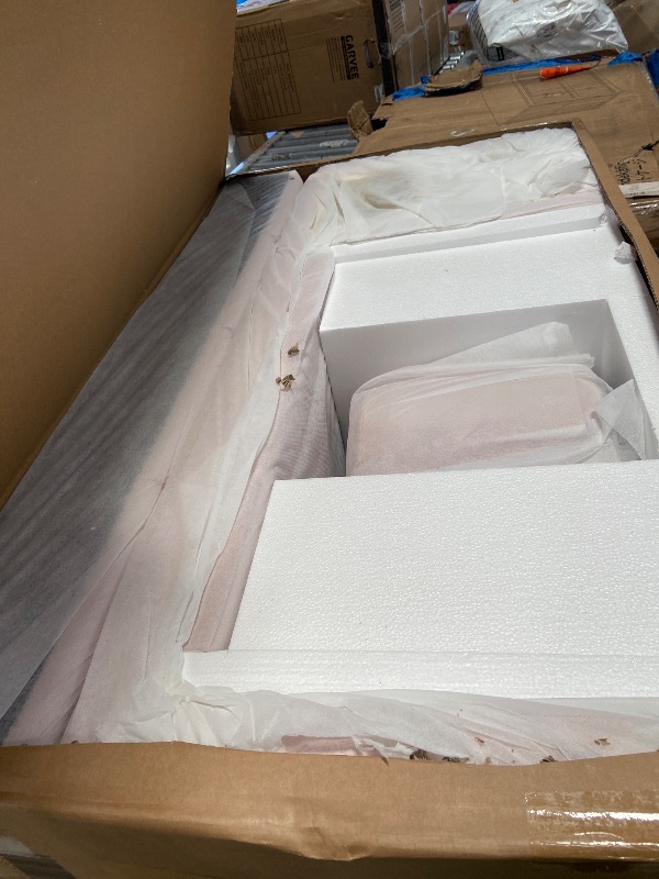 Photo 1 of **INCOMPLETE**Merax Queen Size Upholstered Plush Velvet Pink Mother and Baby Bed with Large Cushioned Ground Bed, Bedside Table,and Round Stool,Pink