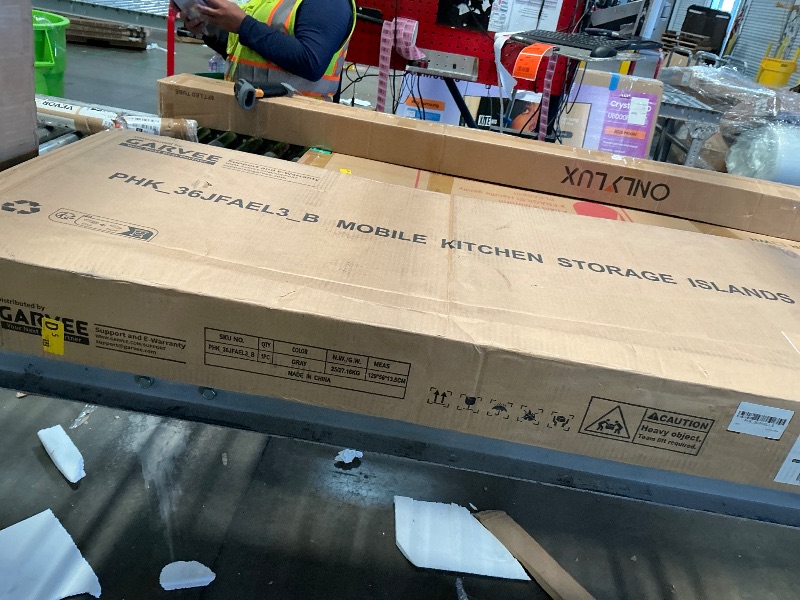 Photo 1 of **MISSING PIECES, PARTIAL SET*** GarveeHome Rolling Kitchen Island with Drop Leaf Countertop, Charging Station & Ample Storage - 47.2 in Mobile Kitchen Cart On Wheels with Pull-Out Shelves, Drawers, Spice Rack & Organizer Divider, GREY