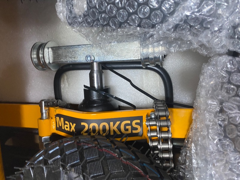 Photo 1 of **DAMAGED, FOR PARTS ONLY** MMS Foldable Hydraulic Material Lift Winch Stacker, 450 Lbs 35.8" Max Lift w/ 9" Wheels 360° Swivel Casters, Pallet Truck Dolly, Fork Lift Table Cart, Pallet Jack, Removable Platform, Adjustable Forks