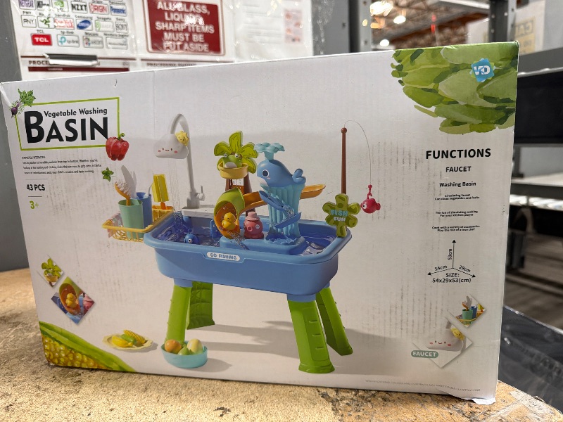 Photo 1 of ***MISSING PARTS***
AZTWMYS Upgraded Toddler Sand Water Table Toy with Electric Water Pump, Kids Sand Water with Faucet/Play Food Accessories/Fishing Toy, Kitchen Play Sink Toys for Girl Boy Age 3+ (Blue)
