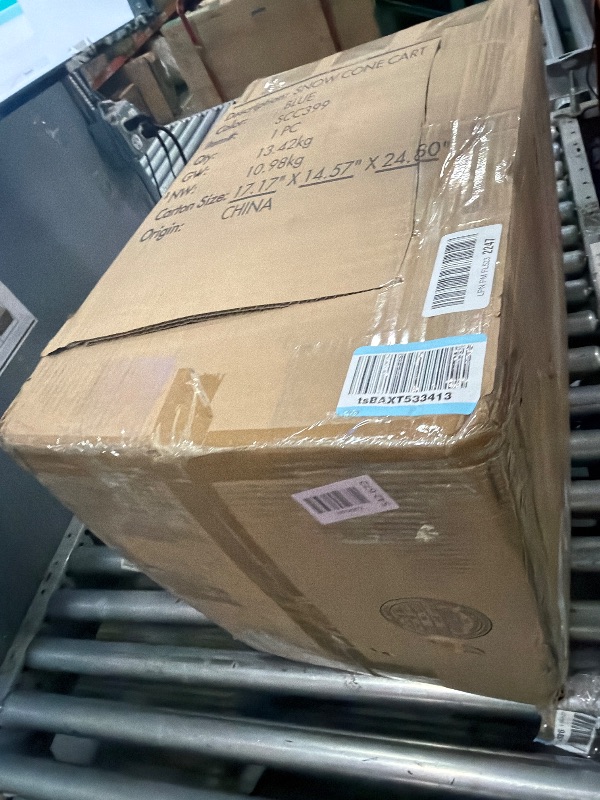 Photo 1 of ** PARTS, ONLY MISSING CART AND OTHER ITEMS***
Nostalgia Snow Cone Shaved Ice Machine - Retro Cart Slushie Machine Makes 48 Icy Treats - Includes Metal Scoop, Storage Compartment, Wheels for Easy Mobility - White, Blue