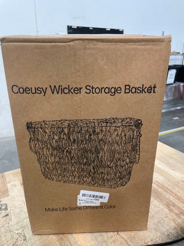 Photo 1 of **FACTORY SEALED** Coeusy Toilet Paper Basket with Lid,Wicker Basket for Bathroom Organizers and Storage,Holds Up to 6 Mega Rolls, Decorative Hand-Woven Rattan Bathroom Decor Accessories,Natural Water Hyacinth