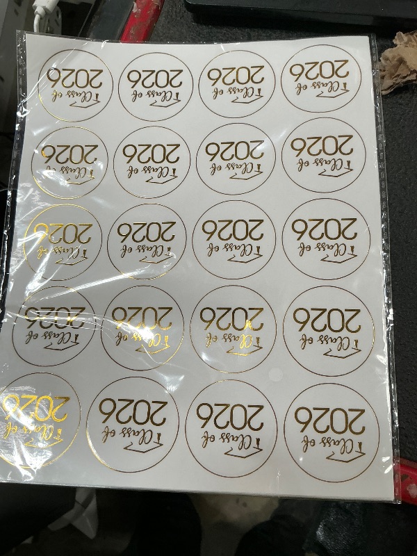 Photo 1 of 100 PCS Graduation Stickers,Class of 2026 Transparent Gold Foil Self Adhesive Sticker for Envelope Seals,Grad Invitations,2026 College High School Senior Graduate Party Favors(Gold)