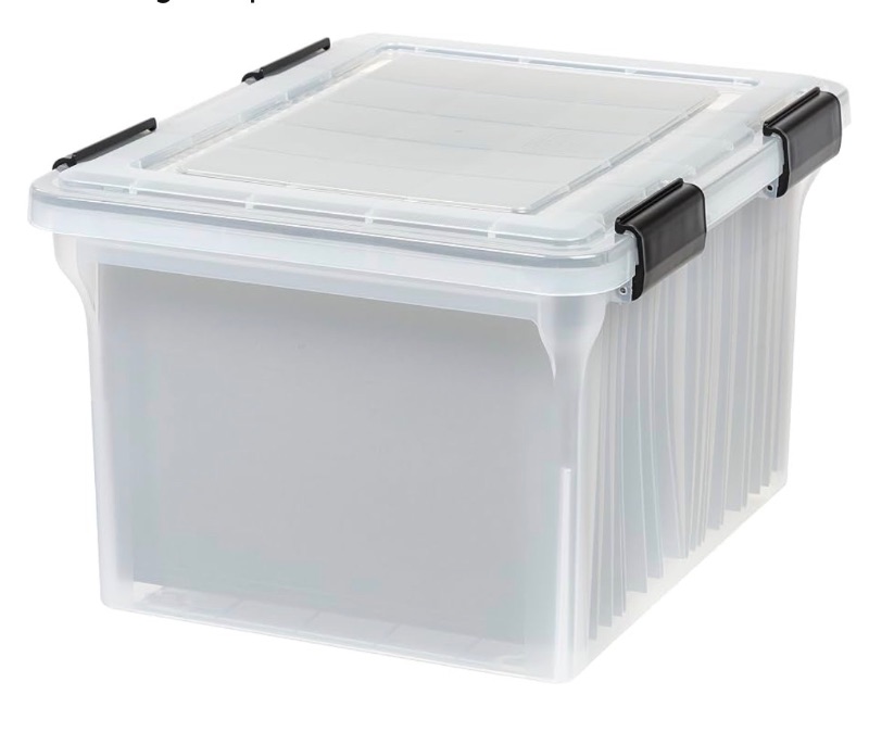 Photo 1 of ***SEE NOTES***IRIS USA WeatherPro File Box Organizer, Letter/Legal, 32 Qt. Clear