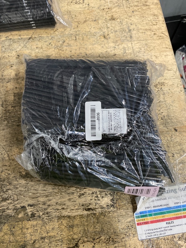 Photo 1 of [500 Pack] Black Flexible Plastic Drinking Straws Disposable Straw 8'' inches Tall