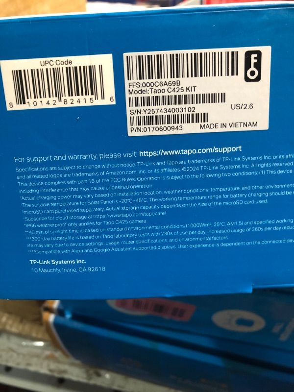 Photo 1 of ***FACTORY SEALED*** Tapo MagCam 2K+ Outdoor Wireless Security Camera - Battery Power with Solar Charging, Magnetic Mount, Person/Vehicle Detection, Subscription-Free Local Storage or Optional Cloud, Works with Alexa