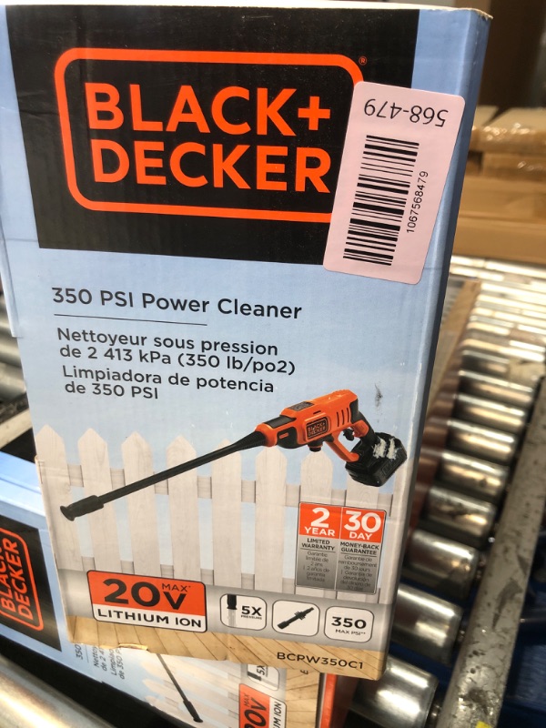 Photo 1 of ***FACTORY SEALED***  BLACK+DECKER 20V MAX Pressure Washer, 350 PSI (BCPW350C1)