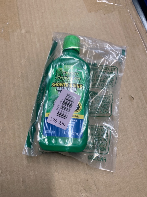 Photo 1 of (1 piece)Green Gobbler Ultra Concentrated Drain Clog Remover & Cleaner | Powerful Hair, Grease & Soap Dissolver for Bathroom, Kitchen, Shower, Sink & Toilet | Safe for Pipes & Septic Systems |
