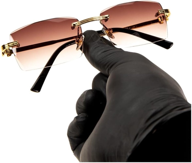 Photo 1 of ***STOCK PHOTO FOR REFERENCE ONLY***SEE PICTURES*Gradient Lens Metal Sunglasses Rimless Blue Uv400 Brown Women Sun Glasses for Men