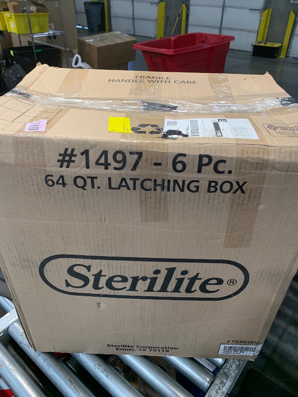 Photo 1 of ***4 PACK*** Sterilite 64 Qt Latching Storage Box, Stackable Bin with Latch Lid, Plastic Container to Organize Clothes in Closet, Clear with White Lid, 4-Pack