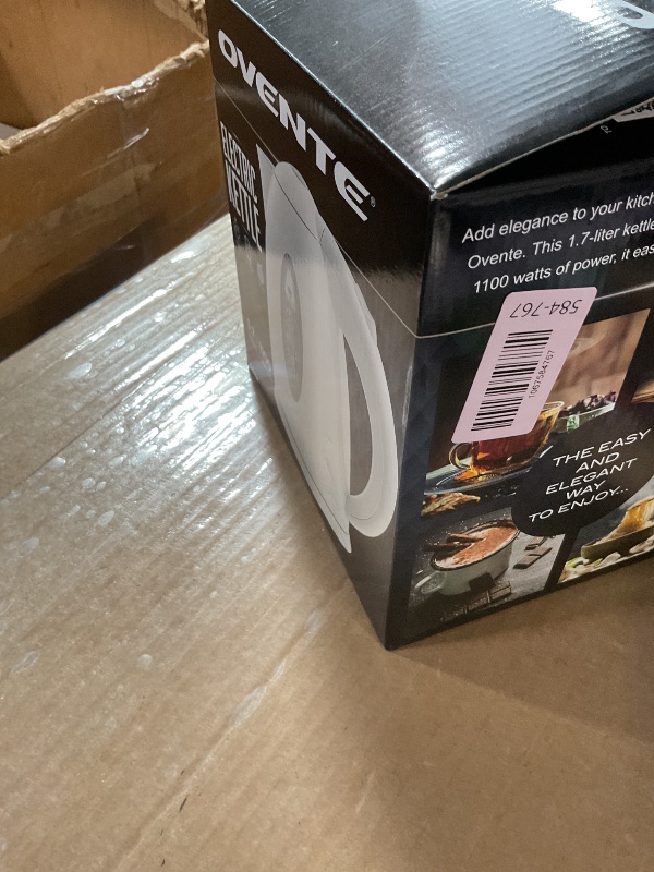 Photo 1 of ***MISSING BASE*** OVENTE Electric Kettle, 1.7L Fast Boiling Water Heater for Coffee or Tea, BPA Free with Water Level Gauge, Auto Shut-Off, Boil-Dry Protection, Indicator Light and Removable Filter, White KP72W
