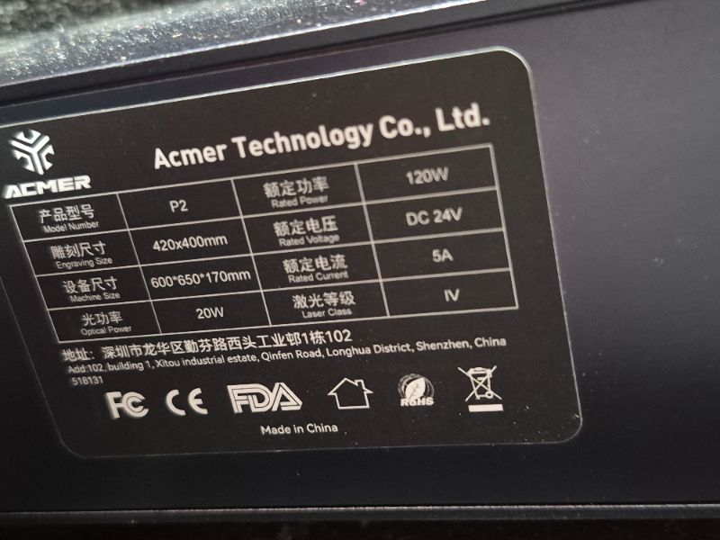 Photo 1 of ***SOLD FOR PARTS- MISSING PARTS***************** ACMER P2 Laser Engraver