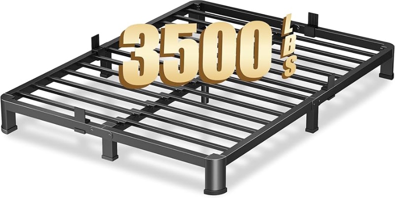 Photo 1 of  Inch KING Heavy Duty 3500 lbs Bed Frame with Round-Corner Legs & Anti-Squeak Design – Quick Assembly Metal Platform, No Box Spring Needed