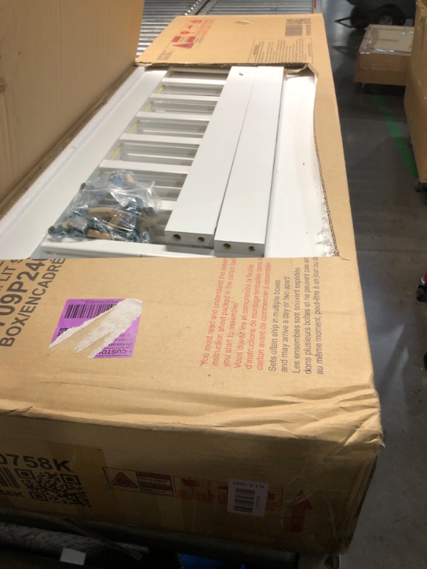 Photo 1 of *** PARTIAL SET - BOX 2 OF 2 *** Bellemave Full Over Full Low Bunk Bed with Slide and Ladder, Low Bunk Bed for Kids, Girls, Boys, Floor bunk Bed, White