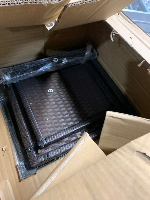 Photo 1 of ***PARTIAL SET - PRICE ADJUSTED***SEE NOTES***
FDW 3 Piece Outdoor Furniture Set Patio Brown Wicker Chairs Furniture Bistro Conversation Set 2 Rattan Chairs with Blue Cushions and Glass Coffee Table for Porch Lawn Garden Balcony Backyard