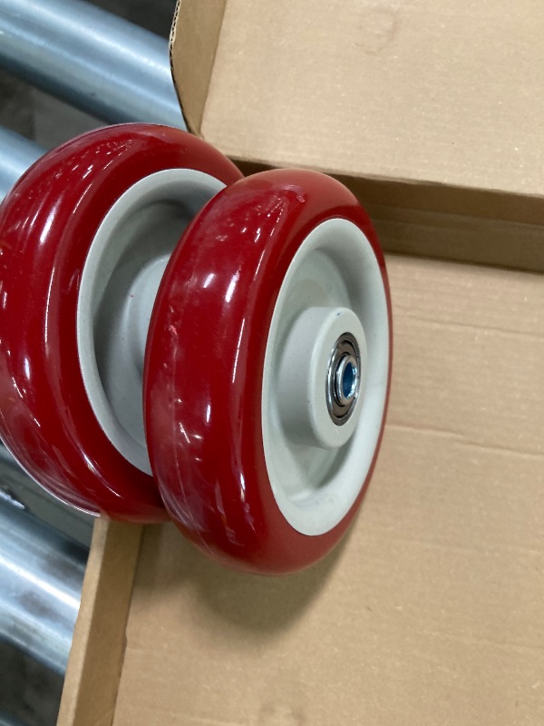 Photo 1 of ***2 ONLY*** 5 Inches Casters Wheels Medium Duty, 2 Packs Bearing 500LBS, Replacement for Platform Trucks Cart Furniture Workbench, Red PVC