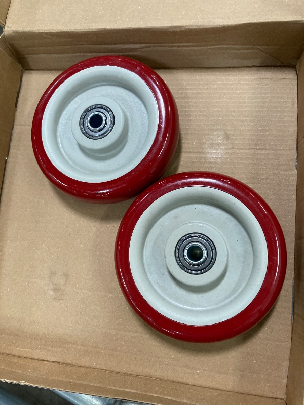 Photo 1 of ***2 ONLY*** 5 Inches Casters Wheels Medium Duty, 2 Packs Bearing 500LBS, Replacement for Platform Trucks Cart Furniture Workbench, Red PVC