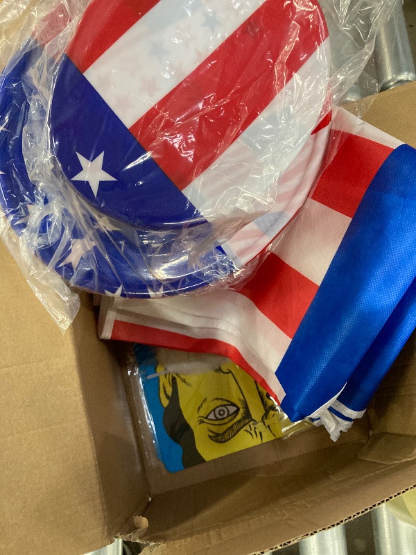 Photo 1 of ***MISSING PIECES -SELLING INCOMPLETE SET*** Yahenda 5 Pcs American Flag Costume Man 3 Set USA Patriotic Accessories 4th of July Outfit for 250th Anniversary Party
