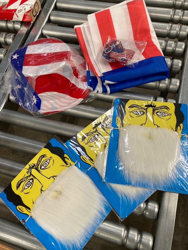 Photo 1 of ***MISSING PIECES -SELLING INCOMPLETE SET*** Yahenda 5 Pcs American Flag Costume Man 3 Set USA Patriotic Accessories 4th of July Outfit for 250th Anniversary Party