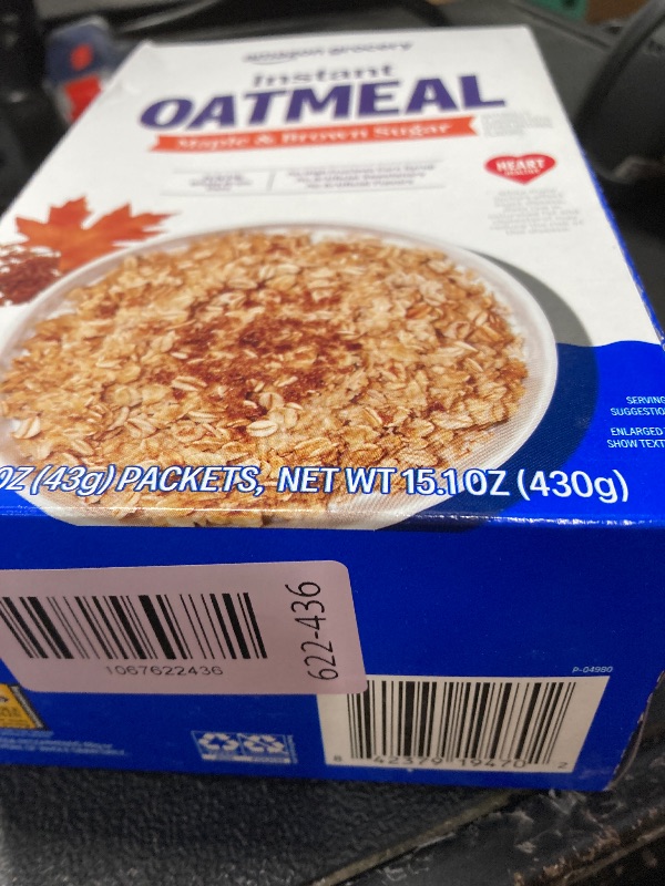 Photo 1 of **BB 3/19/2027**Amazon Brand - Happy Belly Instant Oatmeal, Maple & Brown Sugar, 1.51 ounce (Pack of 60)