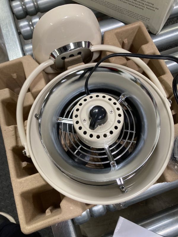 Photo 1 of ***DAMAGED -SELLING AS NON-FUNCTIONAL*** Vornado VFAN™ Jr. Vintage Fan, Small Metal Retro Air Circulator for Cooling & Décor, 2 Speed Settings, Adjustable Tilt, Powerful Airflow, Vintage Fan for Home and Bedroom, Vintage White