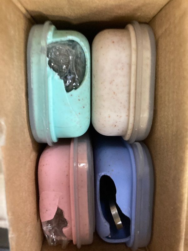 Photo 1 of **ALL CASES ARE CRACKED-UNUSABLE**Yinkin 4 Pack Portable Travel Utensils Set with Case Reusable Stainless Steel Silverware Flatware Camping Cutlery Include Fork Spoon Knife for Work School Dishwasher Safe(Blue, Beige, Green, Pink)