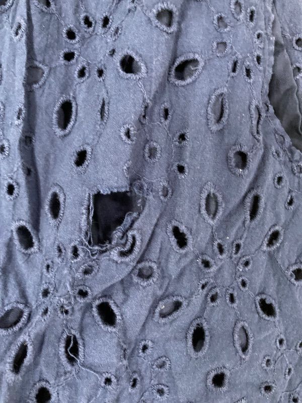 Photo 1 of ***DAMAGE BELOW LEFT HAND POCKET -SEE ALL PHOTOS*** KIRUNDO Eyelet Summer Dresses for Women 2025 Short Sleeve Tie Front Babydoll A Line Wedding Guest Beach Vacation Sundress(Navy, XX-Large)