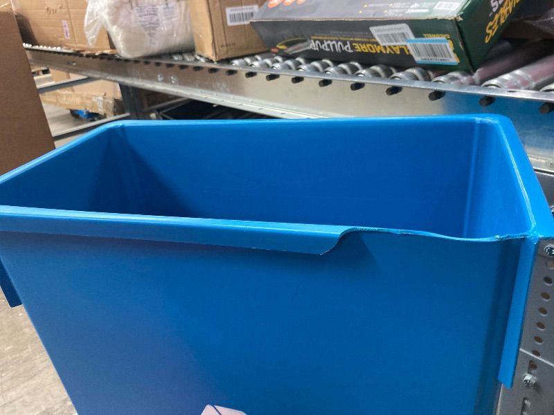 Photo 1 of **CRACK ON SIDE HANDLE***Winco Slim Commercial Trash Can/Waste Container, 23 Gallon Recycle, Blue