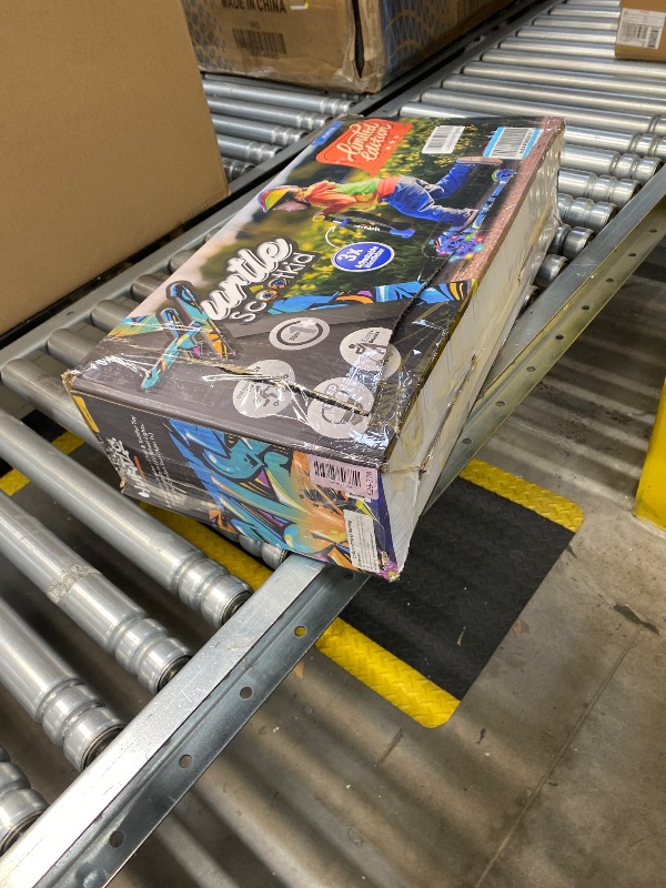 Photo 1 of **MISSING HARDWARE**Hurtle ScootKid 3 Wheel Toddler Child Mini Ride On Toy Tricycle Scooter with Adjustable Handlebar, Foldable Seat, and Colorful LED Light Up Smooth Rolling Wheels, Graffiti