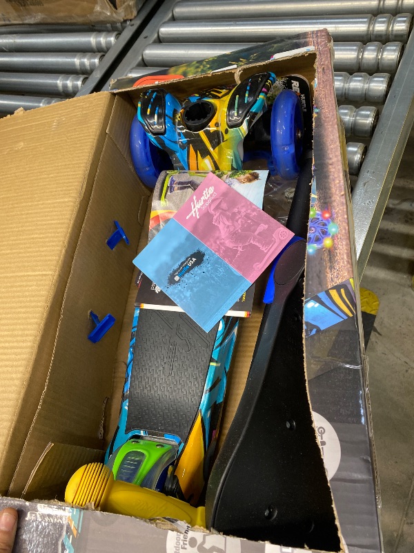 Photo 1 of **MISSING HARDWARE**Hurtle ScootKid 3 Wheel Toddler Child Mini Ride On Toy Tricycle Scooter with Adjustable Handlebar, Foldable Seat, and Colorful LED Light Up Smooth Rolling Wheels, Graffiti