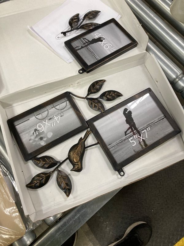Photo 1 of ***DAMAGED -SELLING AS IS *** WOPARTY 4x6,5x7 Vintage Black Collage Metal Picture Frames, 3-Pack Photo Collage Frame for Wall Decor, H 14  inch x W 14.6 inch