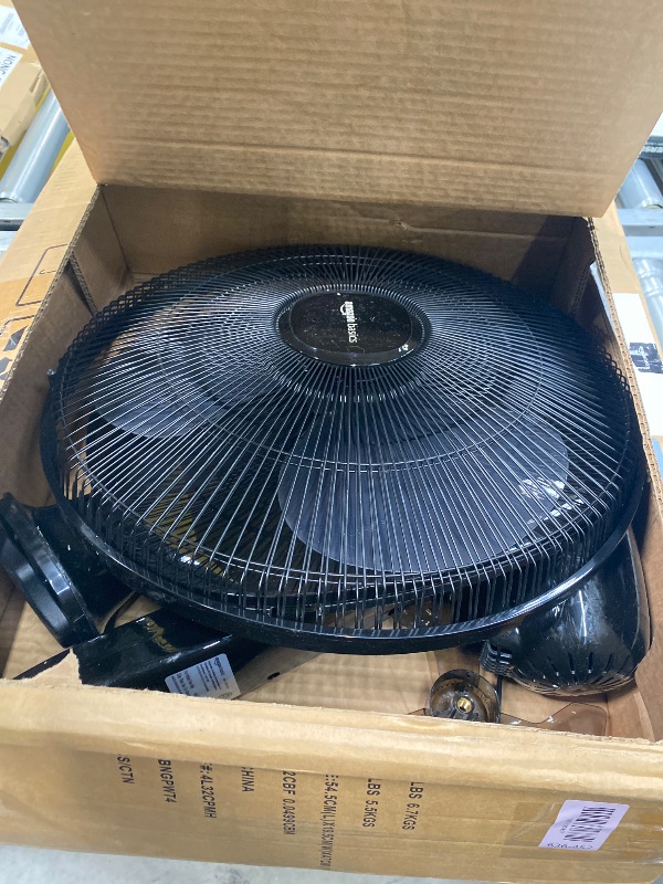 Photo 1 of ***DAMAGE -NON-FUNCTIONAL -SELLING AS PARTS ONLY*** Amazon Basics 16" Pedestal Fan with Remote for Bedroom, Living Room, Office, Adjustable Height, Dual-Layered Blades, 3 Speeds, 3 Modes, Timer, Tilt Head, 60W, Black