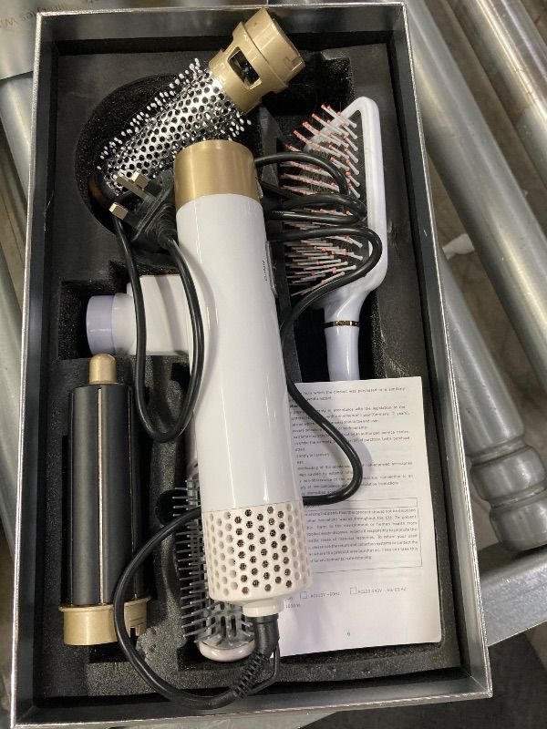 Photo 1 of **NEEDS CLEANING/MISSING PARTS/NOT IN ORIGINAL BOX**Hair Dryer Brush 5 in 1, Negative Ion Blow Dryer Brush Set, 110,000 RPM High - Speed Hot Air Brush Air Styler Curling Wrap Air Curler,Curling Iron Hair Styling Tools for Straight Curl Drying Smoothing