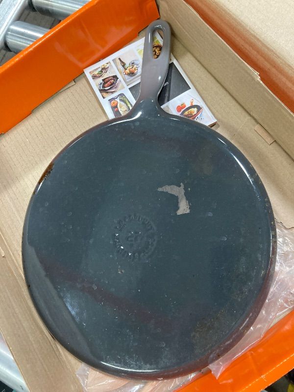 Photo 1 of **NEEDS CLEANING***Le Creuset Enameled Cast Iron Traditional Round Crepe Pan, 10.25", Oyster FLINT COLOR