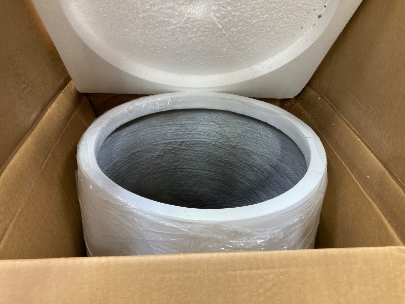 Photo 1 of **HAS CRACKS**Kante 21.7" H Pure White Concrete Tall Planter, Large Outdoor Indoor Decorative Pot with Drainage Hole and Rubber Plug, Modern Round Style for Home and Patio