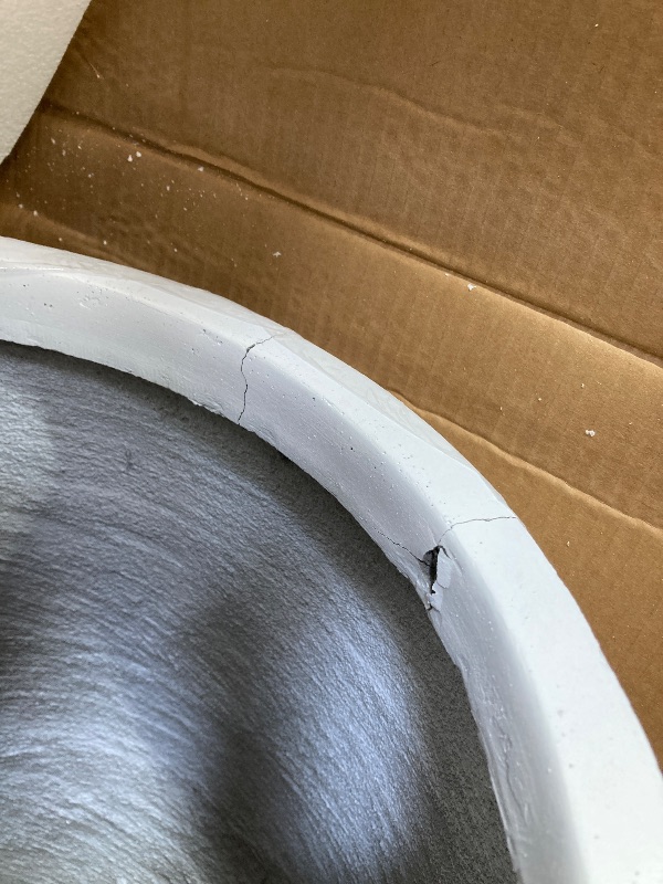 Photo 1 of **HAS CRACKS**Kante 21.7" H Pure White Concrete Tall Planter, Large Outdoor Indoor Decorative Pot with Drainage Hole and Rubber Plug, Modern Round Style for Home and Patio