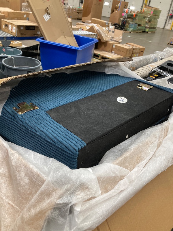 Photo 1 of ***Partial set only comes with box C and A. missing B*******
HONBAY Modular Sectional Sleeper Couch with Pull Out Bed, Corduroy L Shaped Sofa with Storage, Convertible Sectional Couches for Living Room, Blue