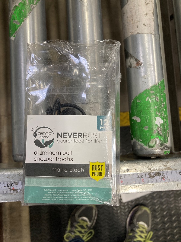 Photo 1 of *Missing one hook--Zenna Home NeverRust Rustproof Aluminum Shower Curtain Hooks, Durable Smooth-Glide Shower Rings for Curtain, Elegant Corrosion-Resistant Shower Rings, Set of 12, Matte Black